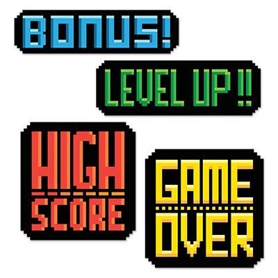 Cutouts-8-Bit Action Signs-4pkg-9.75&quot;-14&quot;