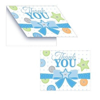 Thank You Cards-Cute as a Button Boy-8pkg