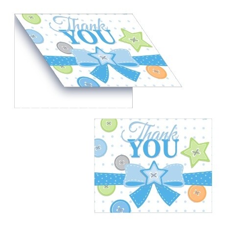 Thank You Cards-Cute as a Button Boy-8pkg