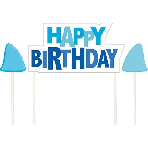Candle Picks - Shark Splash Birthday - 3pkg - 2.75&quot;