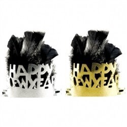Tiara-New Year-Feather &amp; Paper-Black &amp; Gold