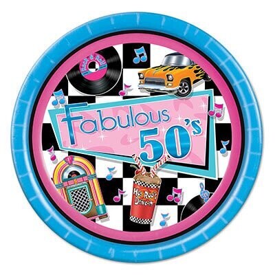 Plates-LN-Fabulous 50&#39;s-8pk-Paper - Discontinued