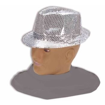 Hat-Fedora-Silver Sequin-Glitter-One Size