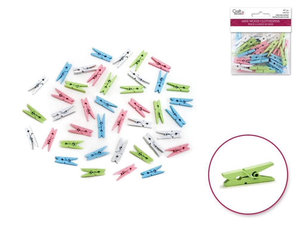 Wood Clothespins - Mini - Pastel Color - 32pk
