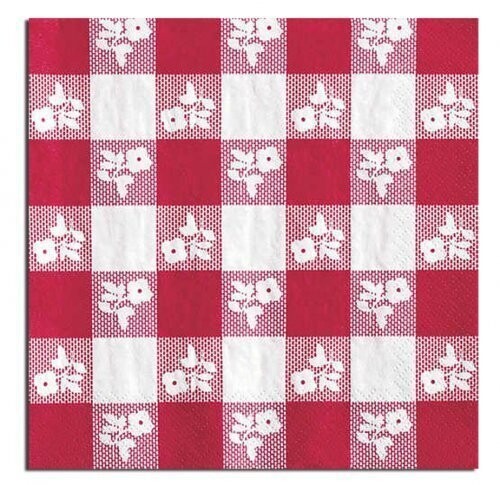 Napkins-BEV-Red Gingham-50pkg-2ply (Discontinued)