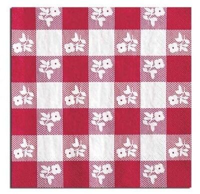 Napkins-BEV-Red Gingham-50pkg-2ply (Discontinued)