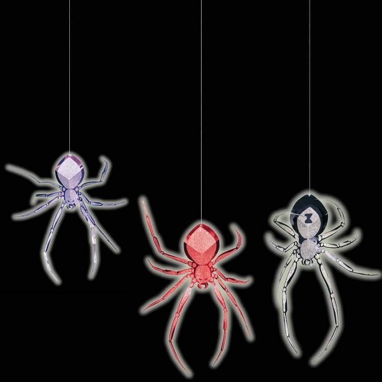 Danglers-3-D Spider-GID Foil-Glow-3pk/18&#39;&#39;