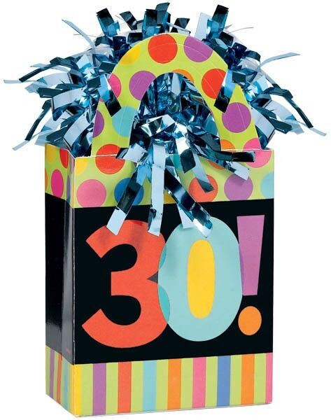Balloon Weight-Dots &amp; Stripes 30th Bday-5.7oz