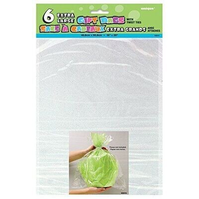 Extra Large Gift Bags- Clear- 6pcs (20"x16")