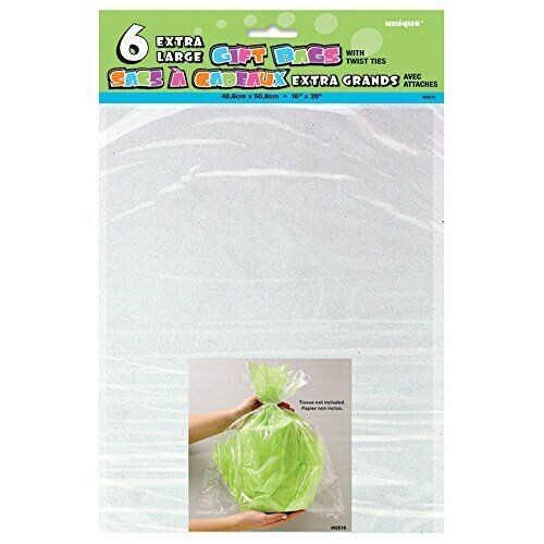 Extra Large Gift Bags- Clear- 6pcs (20&quot;x16&quot;)