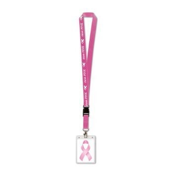 Lanyard-Pink Ribbons with Card Holder-1pkg-25&quot;