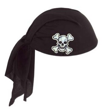 Costume Accessory-Black Pirate Scarf Hat-1pkg