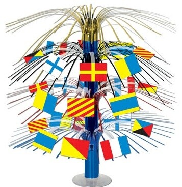 Centerpiece-Metallic Cascade-Nautical Flags-1pkg-18&quot;