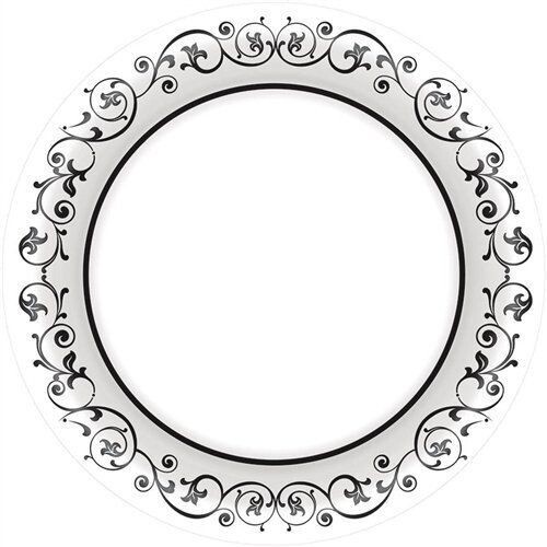 Plates-BEV-Fancy Scroll-Black-40pk-Paper