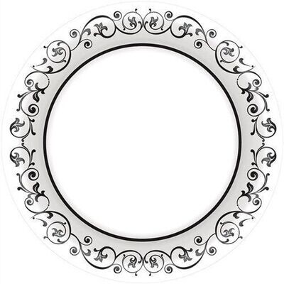 Plates-BEV-Fancy Scroll-Black-40pk-Paper