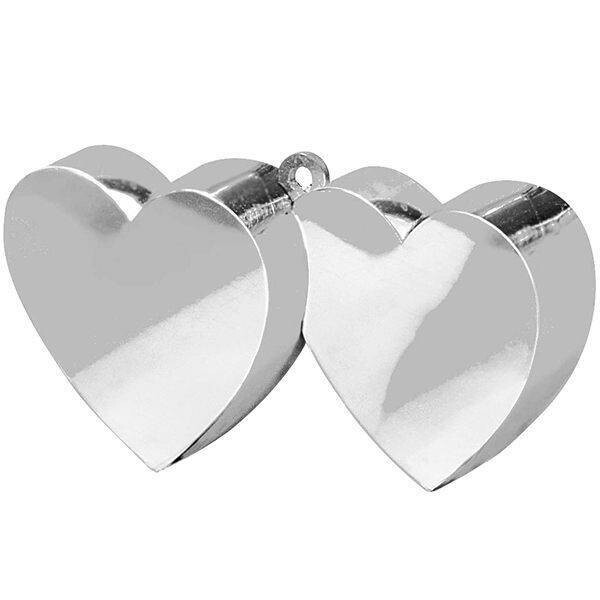 Balloon Weight-Double Heart-Silver-6oz