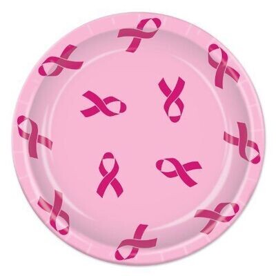 Luncheon Paper Plates- Pink Ribbon- 8pk/9&quot;