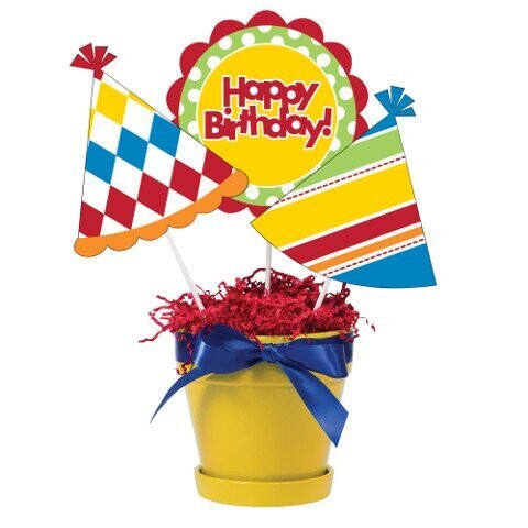 Centerpiece Sticks-Plastic-Birthday Kraft-3pkg-15&quot;