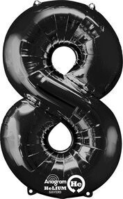Foil Balloon - Black #8 - 21&quot;x34&quot;