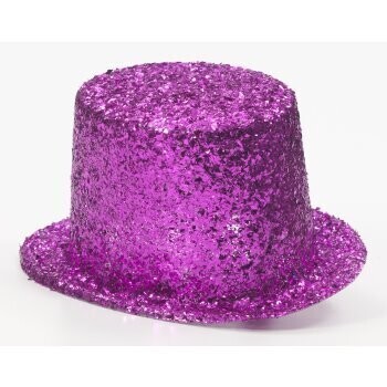 Top Hat-Fushia-Metallic-Glitter-One Size
