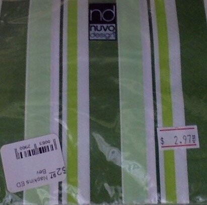 Napkins-BEV-Green Stripes-20pkg-3ply (Discontinued)