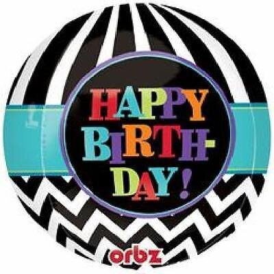 Foil Balloon Orbz - Happy Birthday Chevron - 15&quot;x16&quot;