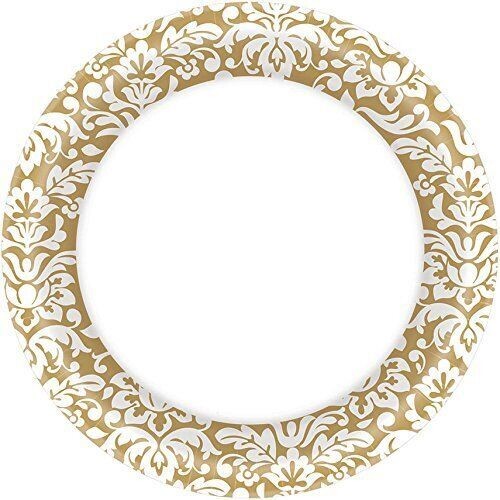 Plates-BEV-Gold Damask-40pk-Paper