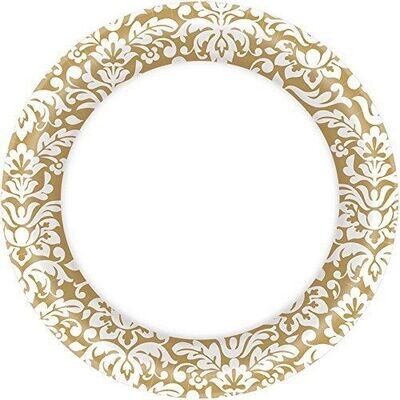 Plates-BEV-Gold Damask-40pk-Paper