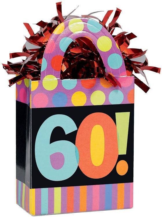 Balloon Weight-Dots &amp; Stripes 60th Bday-5.7oz