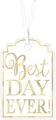 Tags-Best Day Ever-White and Gold-25Pk/2&#39;&#39;X3&quot;