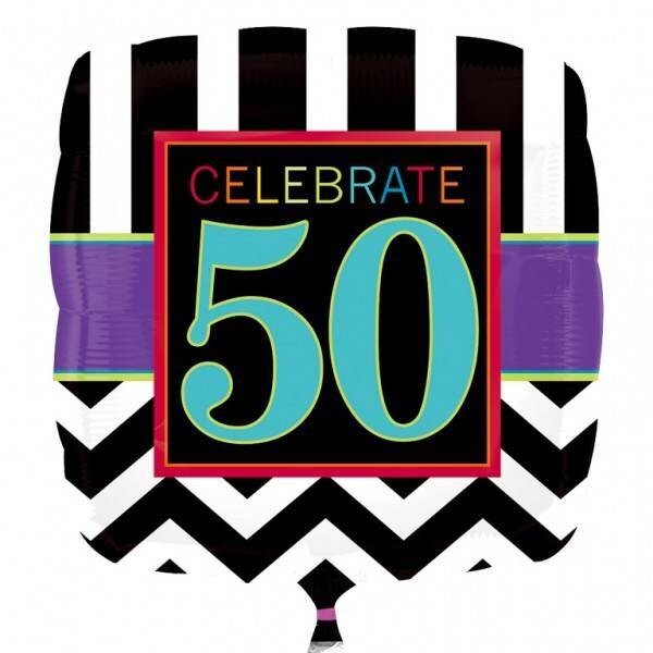 Foil Balloon - Celebrate 50 Chevron - 18&quot;