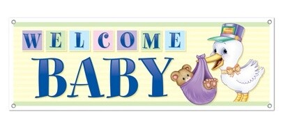 Sign Banner-Plastic-Welcome Baby-1pkg
