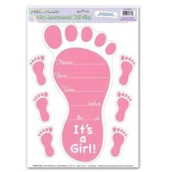 Wall Cling-It&#39;s a Girl Birth Announcement-1pkg-17&quot;
