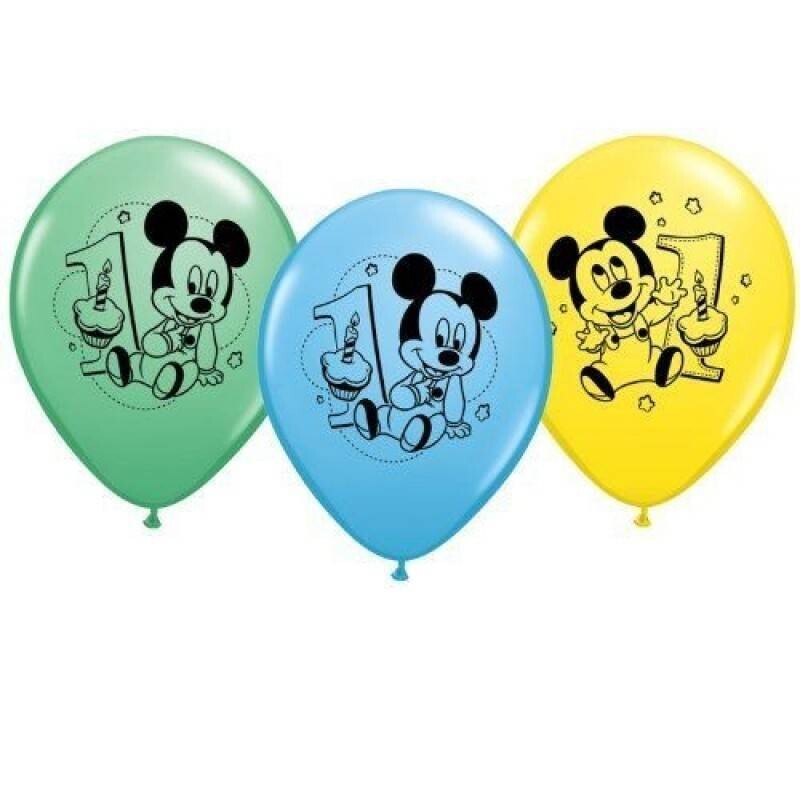 Latex Balloons-Mickey Mouse 1st Birthday-6pkg-12&quot;