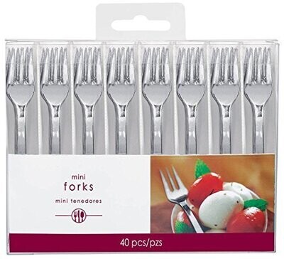 Forks-Mini-Silver-Plastic-30Pcs
