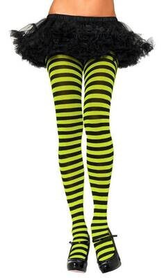 Costume Accessory-Striped Pantyhose-Neon/Green/Black-1pkg