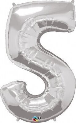 Foil Balloon - Silver - #5 - 34&quot;