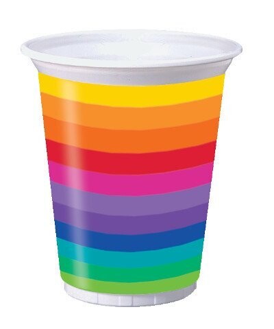 Plastic Cups-Rainbow-8pkg-16oz - Discontinued
