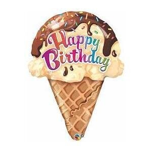 Foil Balloon - Happy Birthday Ice Cream Cone - 27&quot;