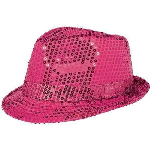 Fedora Hat-Sequin Pink-Sparkle-Fabric &amp; Foil(1pk)