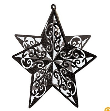 Hanging Decoration-3D-Black Glittered Star-1pkg-12&quot;