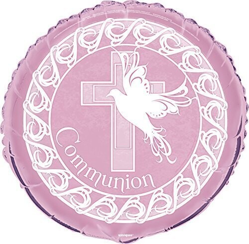 Foil Balloon - Dove Cross Communion - Pink - 18&quot;