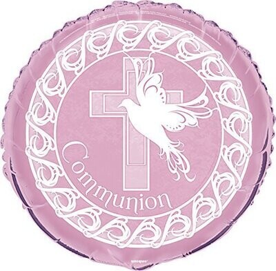 Foil Balloon - Dove Cross Communion - Pink - 18"
