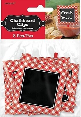 Chalkboard Clips-Red Gingham-Paper-8pk/3&#39;&#39;