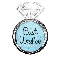 Foil Balloon - Best Wishes Engagement Ring - 27&quot;x18&quot;