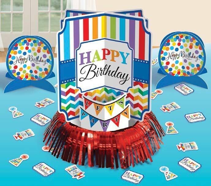 Table Decorating Kit-Bright Happy Birthday-3pkg