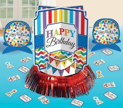 Table Decorating Kit-Bright Happy Birthday-3pkg