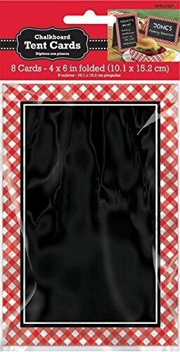 Chalkboard Tent Cards-Red Gingham-paper-8pk/6&#39;&#39;