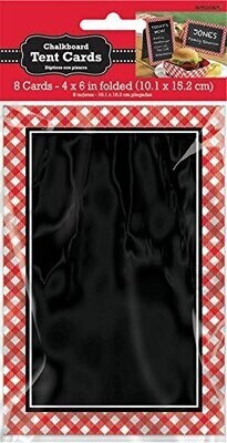 Chalkboard Tent Cards-Red Gingham-paper-8pk/6&#39;&#39;