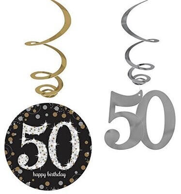 Swirl decorations-Sparkling 50th Birthday-12pk